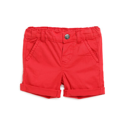 Boys Medium Red Solid Shorts